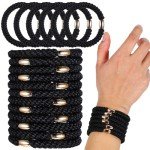 24 Black Braided Ponytail Holders - Hair Ties