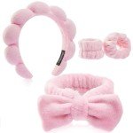 Trendy Spa Headband and Wristband Set for Women