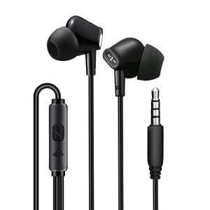 Aylaa Wired Earbuds Headphones for School with Microphone Noise Isolating Stereo Bass in-Ear Earphones – for Smartphones, Tablets, Schools, Ipads, Multiuse - 3.5mm Plug in Audio Jack - Black