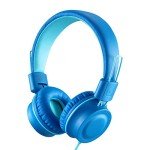 iRAG J01 Kids Headphones Foldable Stereo Tangle-Free 5ft Long Cord 3.5mm Jack Plug in Wired On-Ear Headset for iPad/Amazon Kindle Fire/Toddler/Boys/Girls/School/Laptop/Tablet(Ocean Blue)