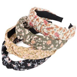 4 Pack Flower Print Knotted Headbands for Women
