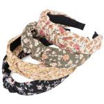 4 Pack Flower Print Knotted Headbands for Women