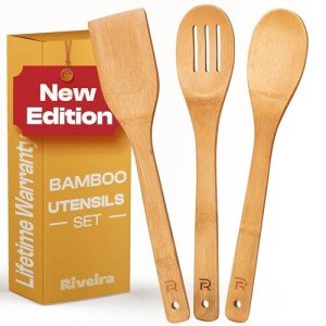 Bamboo Wooden Cooking Spoons Set - 3 Pieces