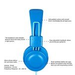 iRAG J01 Kids Headphones Foldable Stereo Tangle-Free 5ft Long Cord 3.5mm Jack Plug in Wired On-Ear Headset for iPad/Amazon Kindle Fire/Toddler/Boys/Girls/School/Laptop/Tablet(Ocean Blue)
