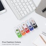 2GB USB 2.0 Flash Drive 2 Pack Wooolken Thumb Drives Jump Pen Drive Memory Stick with LED Light and Lanyards for Storage and Backup(2G, 2 Colors: Black Blue)