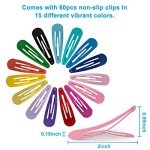 60 Pcs Non-Slip Hair Clips in 15 Colors