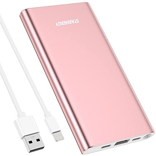 STARNERGY Portable Charger Fast Charging Power Bank, 12000mAh USB-C PD 20W Quick Charge Battery Pack Compatible with iPhone 16 15 14 13 12 11 X Pro Max iPad Samsung Galaxy Android Cell Phone Pink