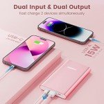 STARNERGY Portable Charger Fast Charging Power Bank, 12000mAh USB-C PD 20W Quick Charge Battery Pack Compatible with iPhone 16 15 14 13 12 11 X Pro Max iPad Samsung Galaxy Android Cell Phone Pink