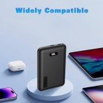 Lekzai Mini Portable Charger, 5000mAh Power Bank with 5V 2.4A USB-C Output, Ultra-Compact Battery Pack with LED Display for iPhone, Samsung, Android Phones and More(Black)