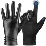 Warm Touchscreen Winter Leather Gloves for Women