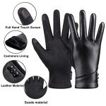 Warm Touchscreen Winter Leather Gloves for Women