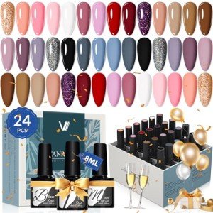 24 Pcs Gel Nail Polish Set - 21 Colors