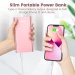 STARNERGY Portable Charger Fast Charging Power Bank, 12000mAh USB-C PD 20W Quick Charge Battery Pack Compatible with iPhone 16 15 14 13 12 11 X Pro Max iPad Samsung Galaxy Android Cell Phone Pink