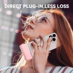 TCNOLL Mini Portable Charger Power Battery Charger 15W 4800mAh Small Portable External Power Bank Fast Charging Cordless Battery Charger for iPhone 14 13 12 Plus Pro Max AirPods Max-Pink