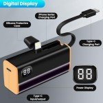 Upgrade Mini Portable Charger for iPhone and USB C Andriod, 5000mAh Power Bank LCD Display Ultra-Compact Cell Phone Dual Infterface Compatible with iPhone15/14/13/XR/X/SE/Android/Samsung/Moto/LG