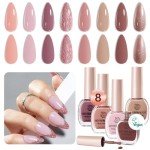 8-Color Pink Nude Glitter Nail Polish Set