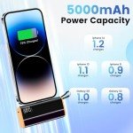 Upgrade Mini Portable Charger for iPhone and USB C Andriod, 5000mAh Power Bank LCD Display Ultra-Compact Cell Phone Dual Infterface Compatible with iPhone15/14/13/XR/X/SE/Android/Samsung/Moto/LG