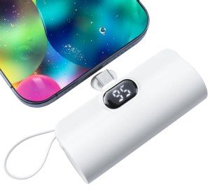 Mini Phone Charger 5500mAh Portable Power Bank,Dual USB-C Ports Cell Phone Power Charger, LCD LED Display Battery Compatible with iPhone 15/15 plus/15 pro/15 pro Max/Android Phone/Samsung/Moto/LG etc…