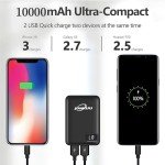 JONKUU Small Portable Phone Charger 10000mAh Quick Charge 5V/2.4 A Heated Vest/Jacket Battery Packs Dual USB LCD Display Power Bank for iPhone Android iPad Nintendo Switch and Tablets