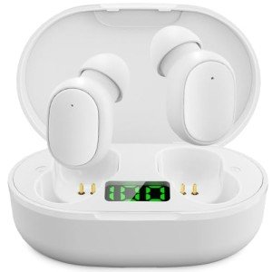 xihama Wireless Earbuds B-13C, Bluetooth 5.3 Headphones, Stereo Sound Sweatproof in Ear Wireless Earphones with Microphone, 30H Playtime LED Display for iPhone/Android/Samsung (White)