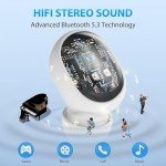 xihama Wireless Earbuds B-13C, Bluetooth 5.3 Headphones, Stereo Sound Sweatproof in Ear Wireless Earphones with Microphone, 30H Playtime LED Display for iPhone/Android/Samsung (White)