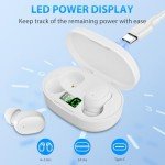 xihama Wireless Earbuds B-13C, Bluetooth 5.3 Headphones, Stereo Sound Sweatproof in Ear Wireless Earphones with Microphone, 30H Playtime LED Display for iPhone/Android/Samsung (White)