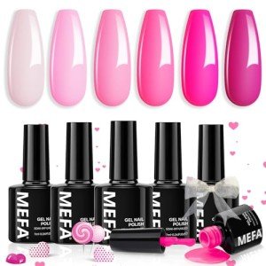 Pink Gel Nail Polish Set - 6 Bright Shades