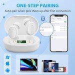 xihama Wireless Earbuds B-13C, Bluetooth 5.3 Headphones, Stereo Sound Sweatproof in Ear Wireless Earphones with Microphone, 30H Playtime LED Display for iPhone/Android/Samsung (White)
