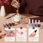 8-Color Brown Nude Glitter Nail Polish Set