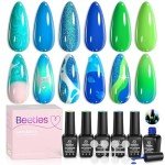 Beetles Summer Blue Gel Nail Polish Set