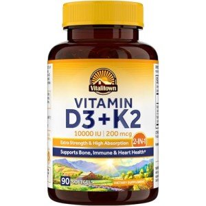 Vitamin D3 K2 Supplement - 90 Softgels Under $10