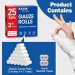 25 Pack Gauze Rolls - Essential First Aid Wraps