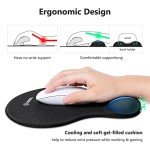 Soqool Mouse Pad, Ergonomic Mouse Pad with Comfortable Gel Wrist Rest Support and Non-Slip PU Base for Easy Typing Pain Relief, Durable and Washable, Classic Black