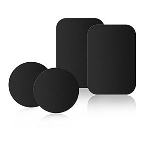 Pau1Hami1ton Adhesive Thin Metal Plates(Compatible with Magnetic Mounts),4 Piece Metal Plates for Phone Case,Metal Plate for Car,Metal Plates for Phone(2 Rectangle and 2 Round) S-07N(Black)