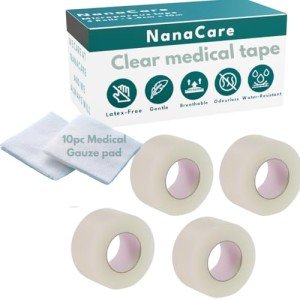 NanaCare Clear Surgical Tape - 4 Rolls, Waterproof
