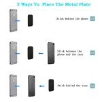Pau1Hami1ton Adhesive Thin Metal Plates(Compatible with Magnetic Mounts),4 Piece Metal Plates for Phone Case,Metal Plate for Car,Metal Plates for Phone(2 Rectangle and 2 Round) S-07N(Black)