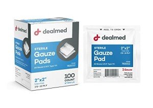 100 Count Disposable Sterile Gauze Pads - 2" x 2