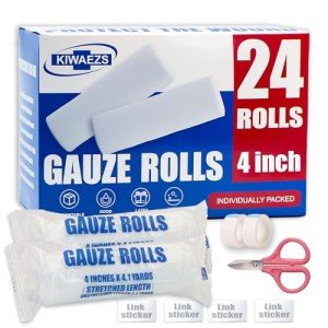 24 Pack Lint-Free Gauze Rolls for First Aid