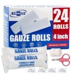 24 Pack Lint-Free Gauze Rolls for First Aid