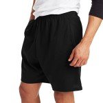 Hanes Mens Jersey Cotton With Pocket Workout-and-training-shorts, Black, Medium US
