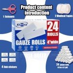 24 Pack Lint-Free Gauze Rolls for First Aid