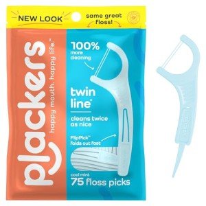 Plackers Mint Flossers – Dual Action, 75 Count