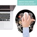 Mouse Pad with Wrist Support, Ergonomic Mouse Pad with Memory Foam Wrist Rest Cushion, Non-Slip Rubber Base Gaming Mice Pad for Home Office Computer Laptop, Flower Black