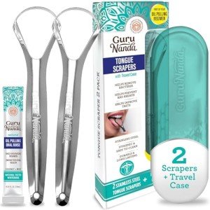 GuruNanda Stainless Steel Tongue Scraper Set