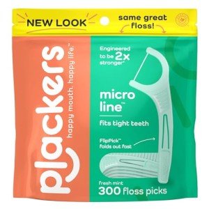 Plackers Mint Flavored Dental Floss Picks, 300 Count