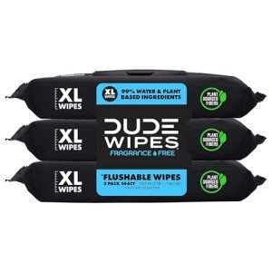 DUDE Wipes - Unscented Flushable Wipes 3 Pack