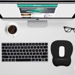 EooCoo Ergonomic Mouse Pad with Wrist Support, Mousepad with Memory Foam Wrist Rest and Non-Slip Base for Computer, Cafe, Home & Office, 9.64 x 8.26 in Office Desk Accessories