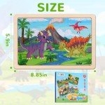 Dinosaur Wooden Puzzles Set for Kids, 4 Pack