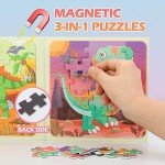 Magnetic Dinosaur Puzzles for Toddlers and Kids