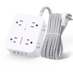 Surge Protector Power Strip - 8 Outlets with 4 USB (2 USB C) Charging Ports, Multi Plug Outlet Extender, 5Ft Braided Extension Cord, Flat Plug Wall Mount Desk USB Charging Station for Home Office ETL